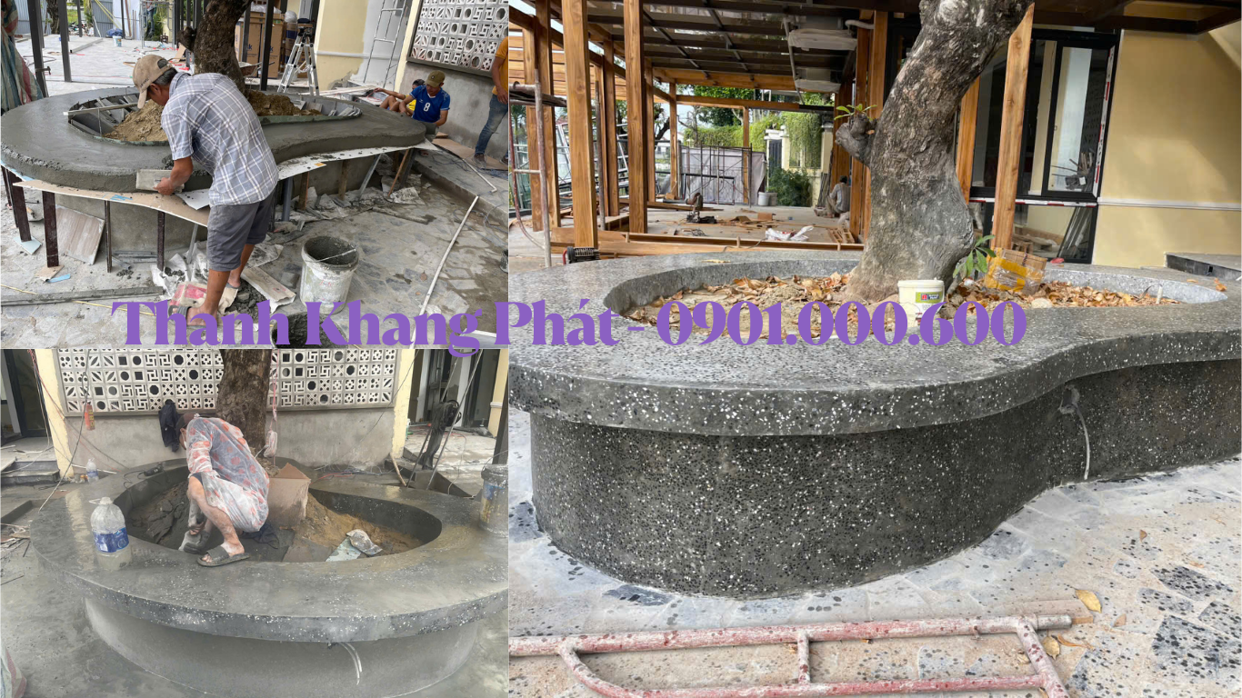 Thi công đổ và mài đánh bóng đá Granito bồn cây - Thanh Khang Phát - 0901.000.600